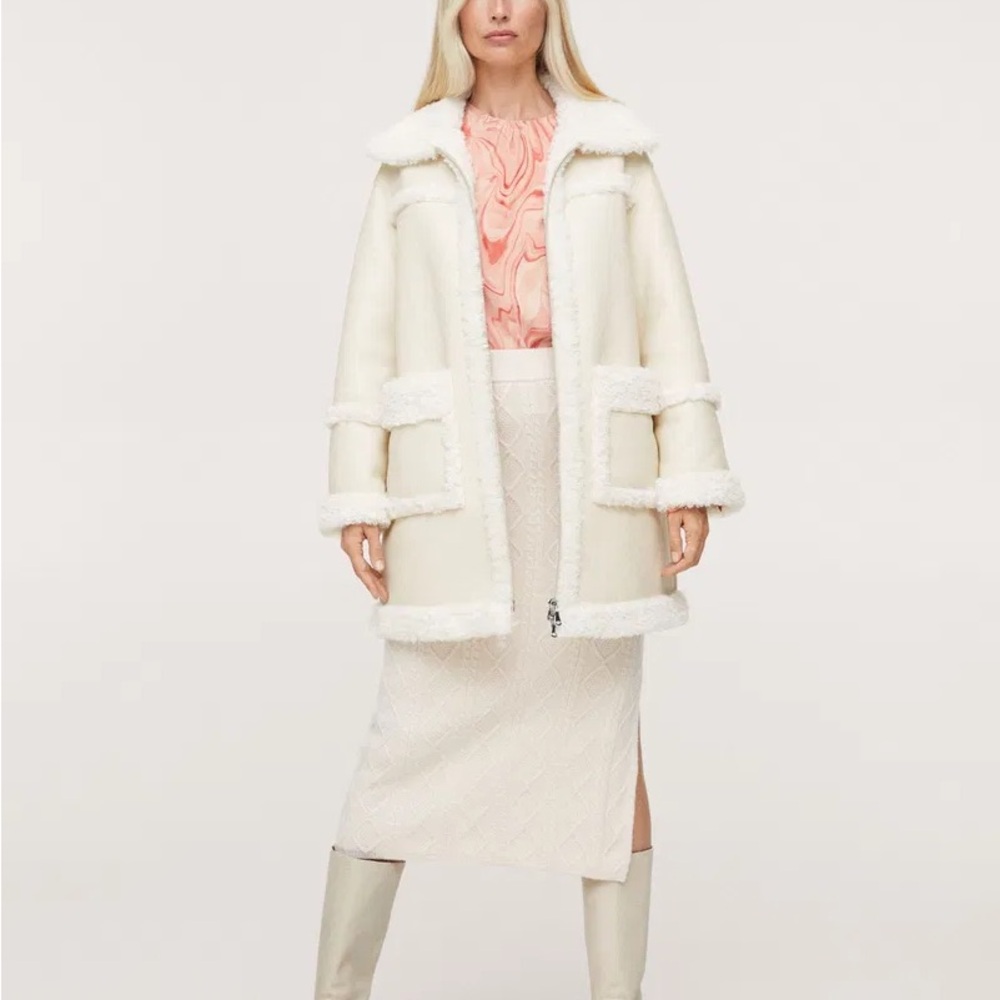 MANGO Elegant Cream Women's Coat